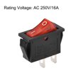 thumbnail image 3 of Interruptor de palanca rojo Uxcell para barco, interruptor de palanca para coche marino de 2 pines ON/OFF AC 250V/16A negro 5 piezas, 3 of 4