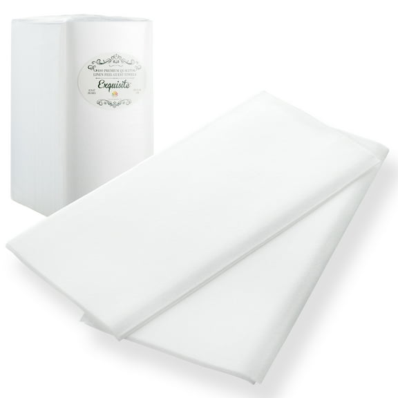 Exquisite 100 White Paper Linen Napkins, 12"x17", Disposable for Events, Weddings, Parties