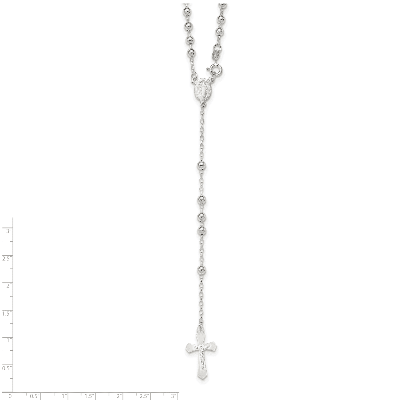 Lex & Lu Sterling Silver Polished Rosary 18