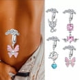 thumbnail image 2 of HOOUN 1pc Stainless Steel Butterfly Navel Clip CZ Belly Button Rings Body Jewelry-1, 2 of 9