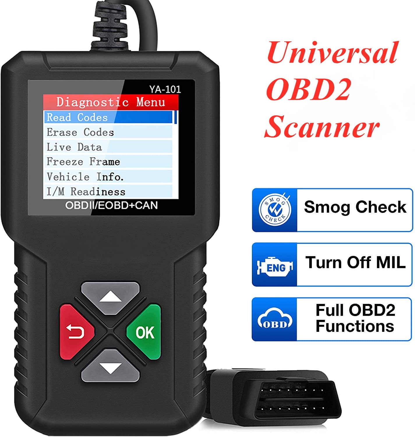 Auto OBD2 Code Reader Diagnostic Scan Tool O2 Sensor EVAP Systems Scanner Mode6 