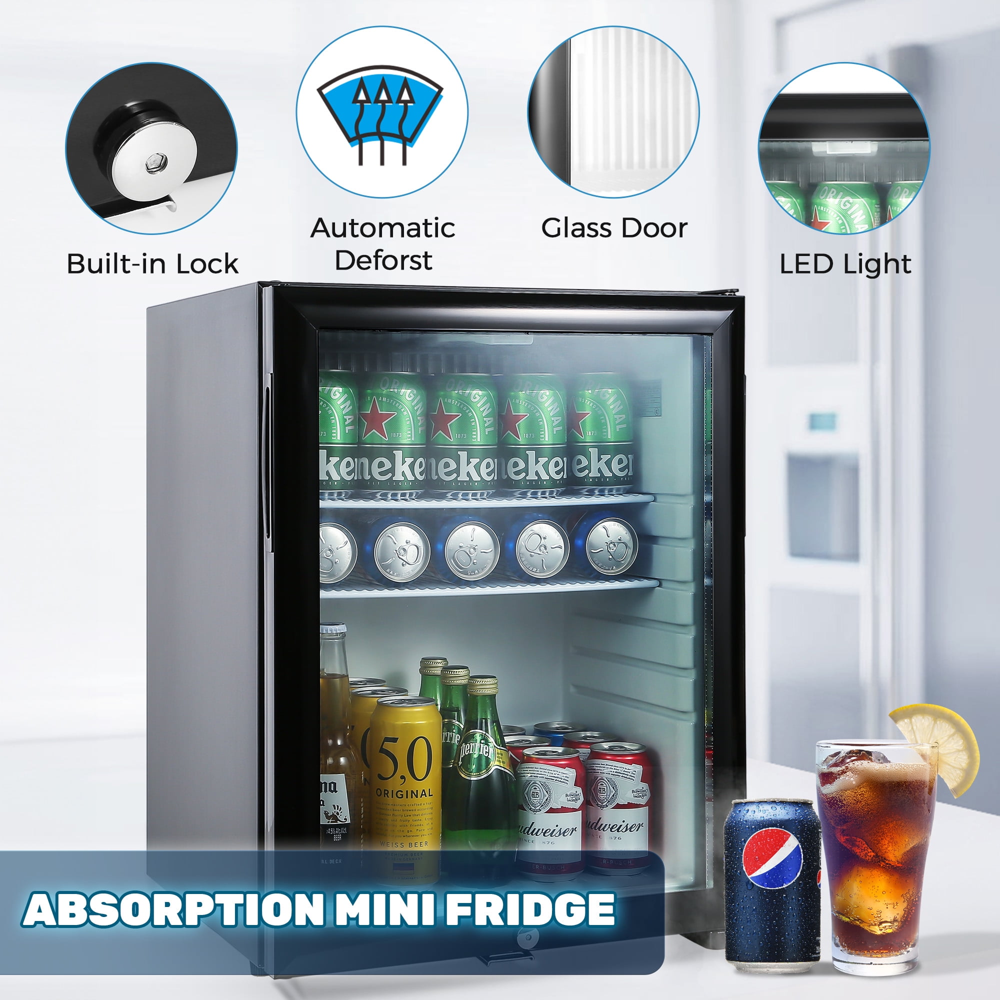 Silent mini fridge glass on sale door