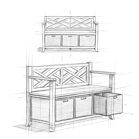 Simpli Home - Adrien Solid Wood 47 inch Wide Transitional Storage Bench with Basket Storage - Espresso Brown