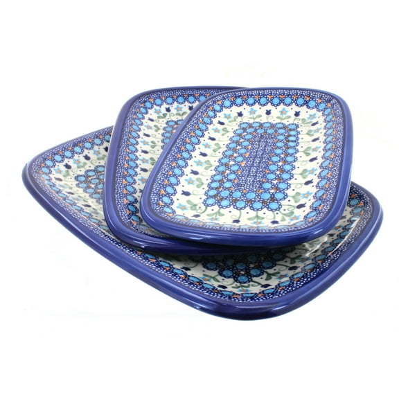 Blue Rose Polish Pottery Savannah 3 Piece Rectangular Serving Set