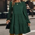 thumbnail image 2 of QATAINLAV Womens Corduroy Dress Long Sleeve Ruffle Hem Mini Dresses Casual High Waist Layered Dress Crew Neck Babydoll Spring Dress, 2 of 7