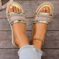 thumbnail image 5 of Women Casual Shoes Women's Platform Rhinestone Glitter Slide Sandals Cute bling Slip On Round Open Toe Comfort Summer Walking, 5 of 7