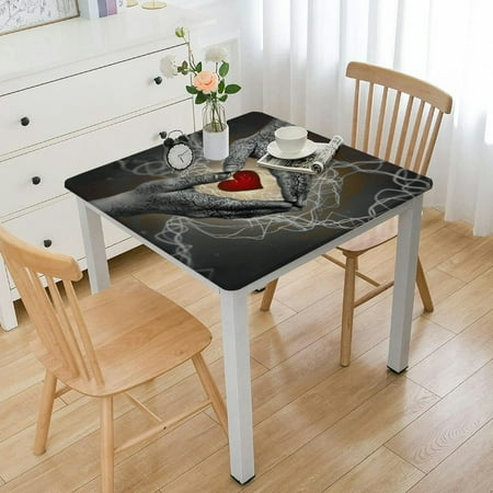 

Facannap Love and Care Square Tablecloth Oil Resistant Wear Resistant Reusable Desktop Protection for Home Kitchen Parties Holiday Dinner 100% Polyester Fiber 40*40