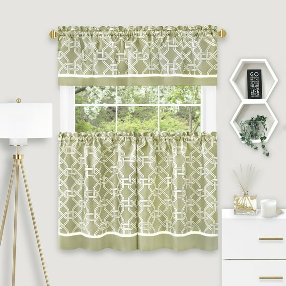 Achim Arlington Curtain Tier and Valance Set - 58x36/58x13 - Green