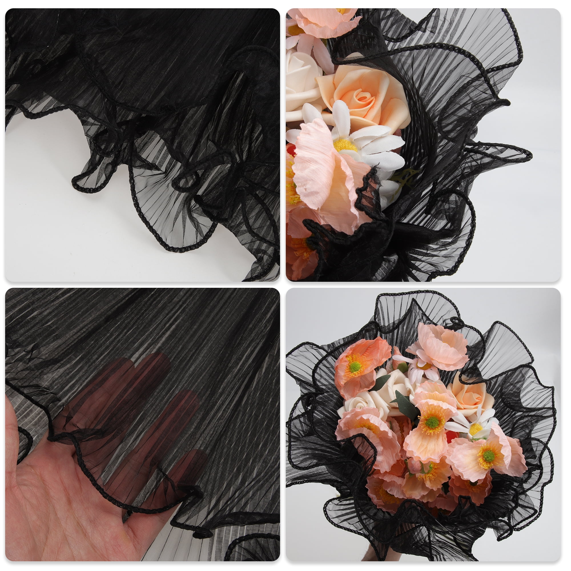 Unique Bargains Translucent Flower Wrap Paper for All Occasions 1 Pc Black