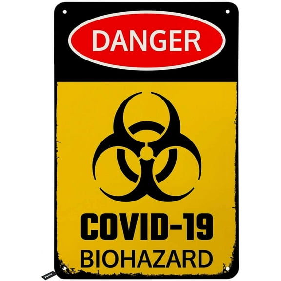 Biohazard Warning Tin Signs,Danger and Biohazard Caution Safety Signs Vintage Metal Tin Sign for Men Women,Wall Decor for Bars,Restaurants,Cafes Pubs, 12x8 Inch