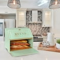 thumbnail image 2 of Double Layer Large Bread Box for Kitchen Counter, Retro Design Wooden Large Capacity Bread Storage Bin (Mint Green), 2 of 14