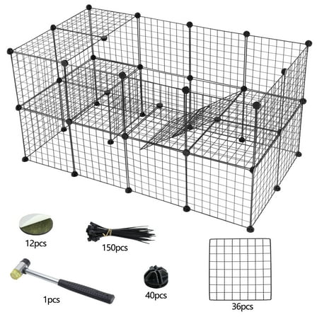 PetFurnishn 56" Two-Storey Heavy Duty Metal Dog Pet Exercise Fence Playpen Kennel 36 Panels