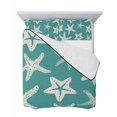 thumbnail image 7 of Quilts Queen Size Bedding Set, Turquoise Starfish Coastal Lightweight Quilted Comforter, Nautical Summer Ocean Abstract Art Soft Bedspread Coverlet with Pillow Covers for All Season, 90" x 96", 7 of 7