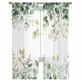thumbnail image 3 of Eucalyptus Sheer Curtains 84 Inches Long 2 Panels Set, Window Sheer Curtains for Living Room/Bedroom, Sage Green Brown Leaf Boho Minimalist White Light Filtering Rod Pocket Curtain 52'' x 84'' x 2, 3 of 7