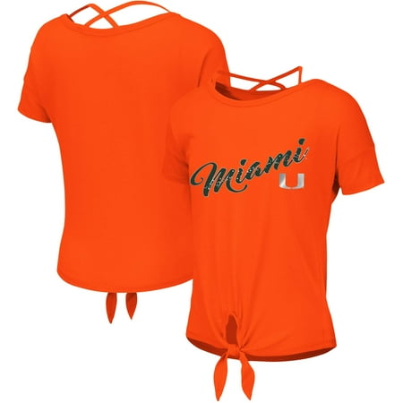 Youth Hurricane - Miami Hurricanes Colosseum Girls Youth Linz Ballerina Tie T-Shirt - Orange