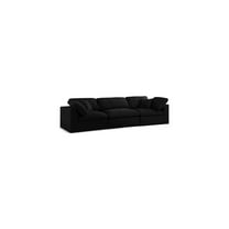 Meridian Furniture Serene Black Linen Fabric Modular 3 Piece Sofa