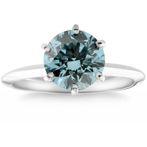Pompeii 1 - 4Ct Solitaire Blue Diamond Engagement Ring 14k Gold Lab Grown (Blue,VS2-SI1)