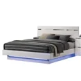 thumbnail image 2 of Contemporary Style White California King Size Bed 1pc Low Profile Platform Bedframe High Gloss LED Bedroom Furniture, 2 of 8