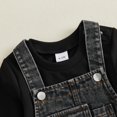 thumbnail image 6 of Cjfdfy Toddler Baby Boy Girl Denim Overalls Fall Outfit Solid Color Long Sleeve T-shirt And Denim Overalls 2-piece Set Little Baby Casual Fall Coming Home Clothes 9M-3Y, 6 of 9