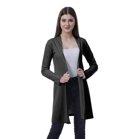 Moomaya Womens Full Sleeves Shrug Open Front Long Lightweight Casual Cardigan