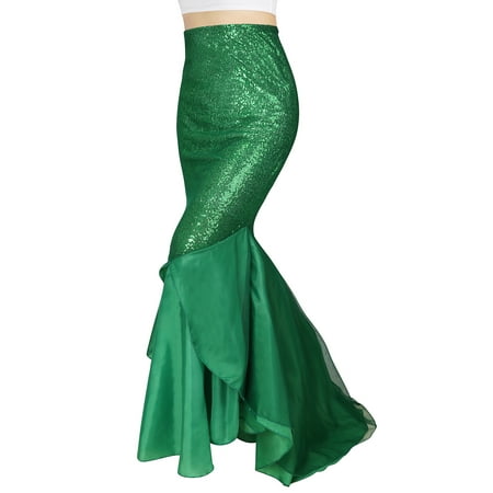 HDE Mermaid Tail Skirt Halloween Cosplay High Waisted Sequin Costume