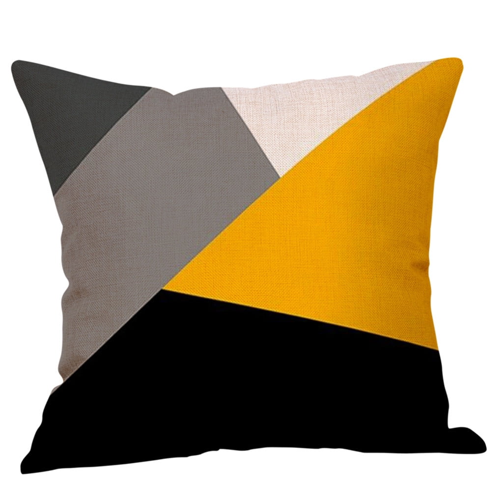 Yellow Pillow Geometric Cushion Cover Polyester Decoration Decorative Coussin