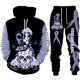 thumbnail image 1 of Conjunto de Sudadera con capucha y pantalones para hombre y mujer, ropa deportiva con estampado 3D de calavera y rosa, estilo Hip Hop Punk, novedad, 1 of 4