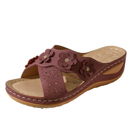 

YUHAOTIN Womens Sandals Dressy Heel Ladies Shoes Wedge Thick Sole Roman Fashion Sandals Comfortable Lightweight Slip on Bohemia Beach Sandals Womens Sandals Wide Width Closed Toe