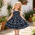 thumbnail image 2 of Dresses for Girl , Girl Easter Dress Size 8,Floral Print Smocked Sun Dress For Girls With Bow Tie And Ruffled For Party Beach Occasions, 2 of 6