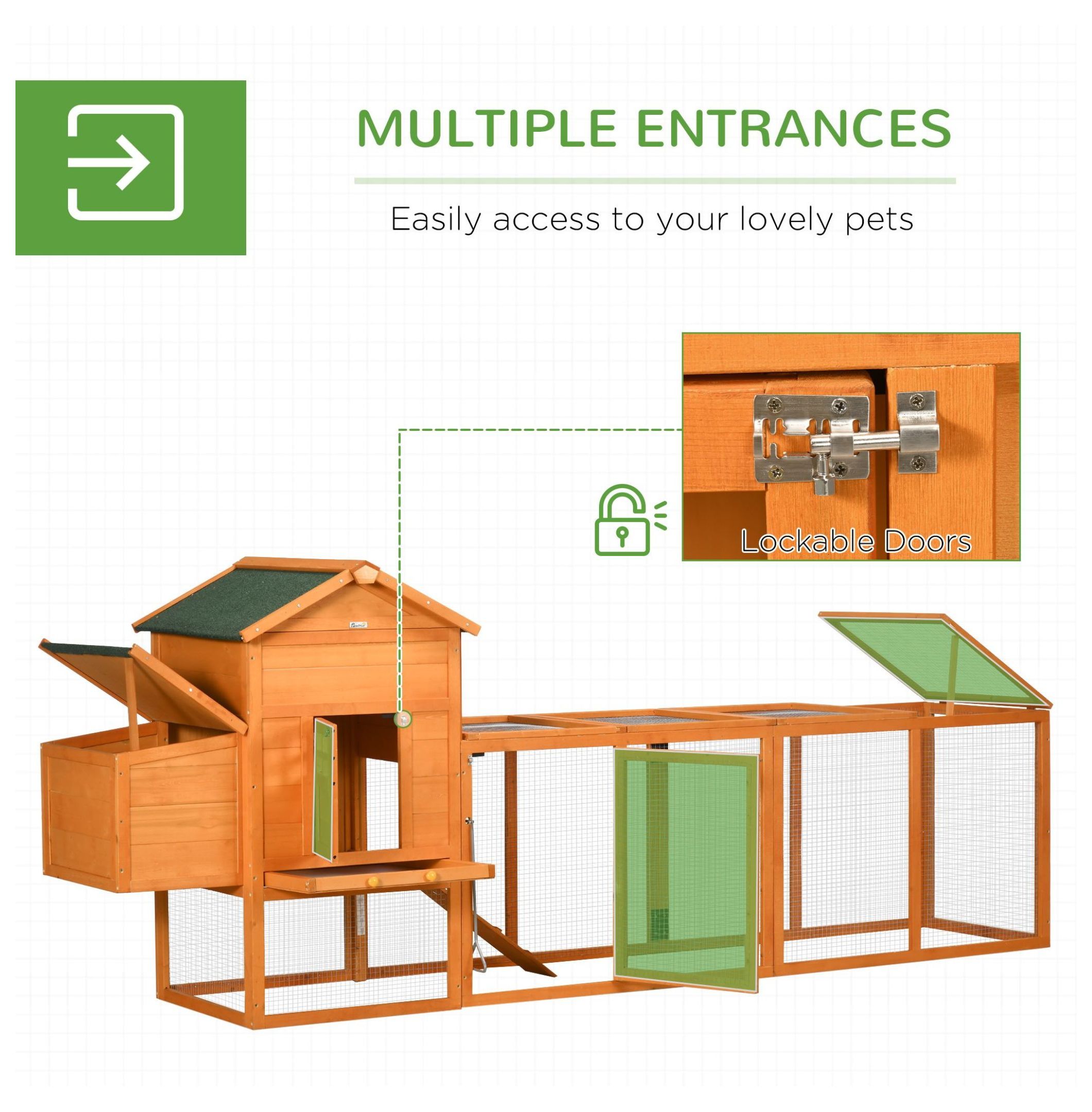Extra Large Chicken Coop, Outdoor Hen House Poultry Cage with Removable Tray, Hen House Quail Hutch for Outdoor Backyard, Orange