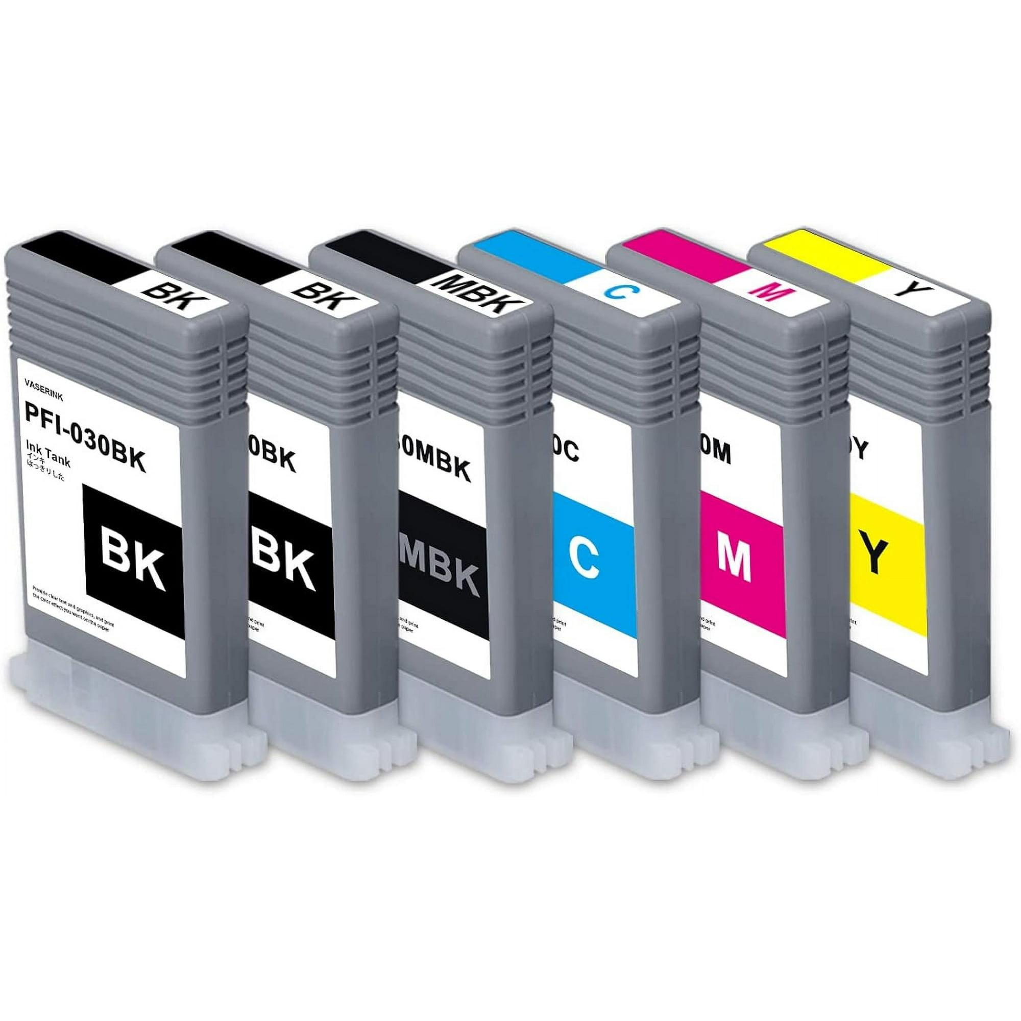 PFI-030 Ink Tank Set(6-Pack, 2Black,1Matte Black, 1Cyan, 1Magenta, 1Yellow) PFI-030MBK PFI-030BK PFI-030C PFI-030M PFI-030Y Ink Replacement for Canon TA-20 TA-30 Printer