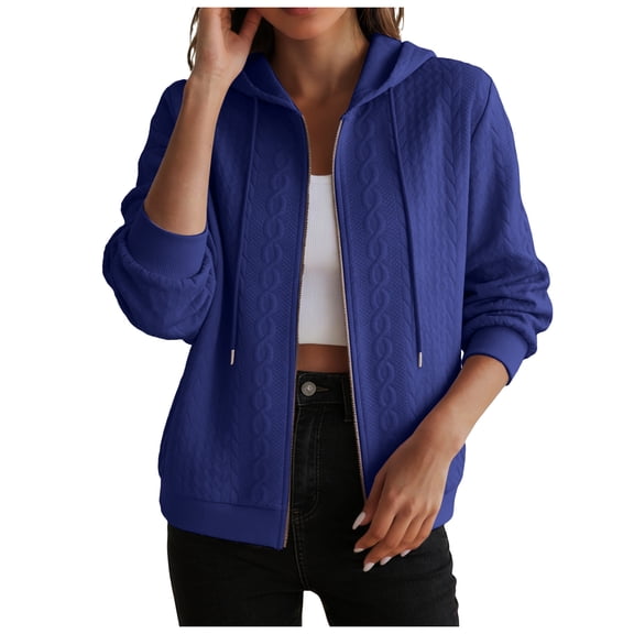 vigerkar Zip Up Cardigan Sweatshirts for Women Long Sleeve Lightweight Hoodie Oversized Casual Hoodies Sweater Fashion Jackets (Blue, XL)