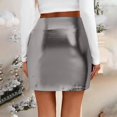 thumbnail image 5 of vigerkar Women's Elastic Waistband Stretch Bodycon Mini Length Pencil Skirt Grey, L, 5 of 8
