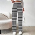 thumbnail image 6 of DDAPJ pyju Striped Sweatpants for Women Thin Fleece Lined Pants Elastic High Waisted Straight Leg Trousers with Pockets Pantalones de mujer Black XXL, 6 of 8