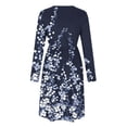 thumbnail image 3 of qafoshin Casual Dresses for Women Printed A-lined Midi Dress Crew Neck Long Sleeve Dress with Pocket, 3 of 7