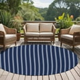 thumbnail image 5 of 7Ft Round Rug, Navy Blue Striped Non-Skid Rubber Backing Large Area Rugs - Living Room Bedroom Home Office, Navy Blue White Farmhouse Stripes Indoor Floor Mat Carpets Washable Rug, 5 of 9