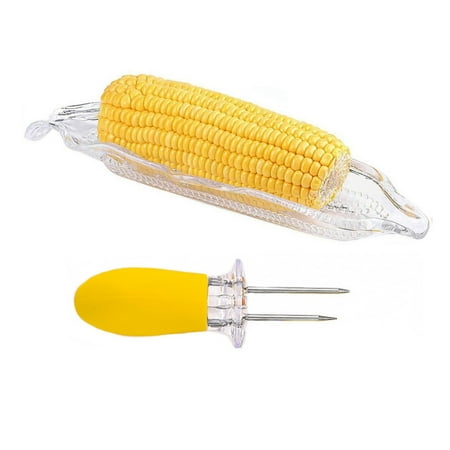 

Fridja Corn Trays & Corn Fork Transparent Service Tray Corn Dish Cob Dinnerware Sets Storage Container Barbecue Tool