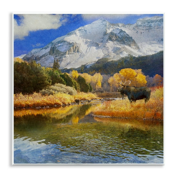 Stupell Industries Moose on Dolores River Landscape & Nature Photography Unframed Art Print Wall Art, 12 x 12