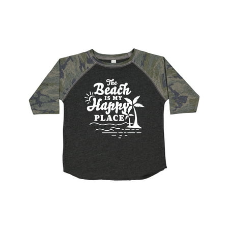 

Inktastic The Beach is My Happy Place with Palm Trees Gift Toddler Boy or Toddler Girl T-Shirt