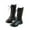 Black, variant on Xfvqtps Girls Mid Calf Boots Lace up Side Zipper Chunky Sole Flatform Low Heel Leather Fashion Ankle Boots Black