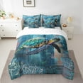 thumbnail image 2 of Sea Turtle Bed in a Bag Queen Comforter Set 7 Piece,Marine Life Ocean Tortoise Reptile Bedding Sets Nautical Sea Animal Sheet Set with Comforter,2 Pillowcases,2 Throw Pillow Covers, 2 of 5