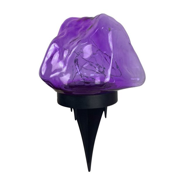 Un pedazo de plástico solar piedra jardín villa decoración césped impermeable lámpara de enchufe de piso al aire libre escena nocturna lámpara de simulación lámpara de piedra (púrpura)