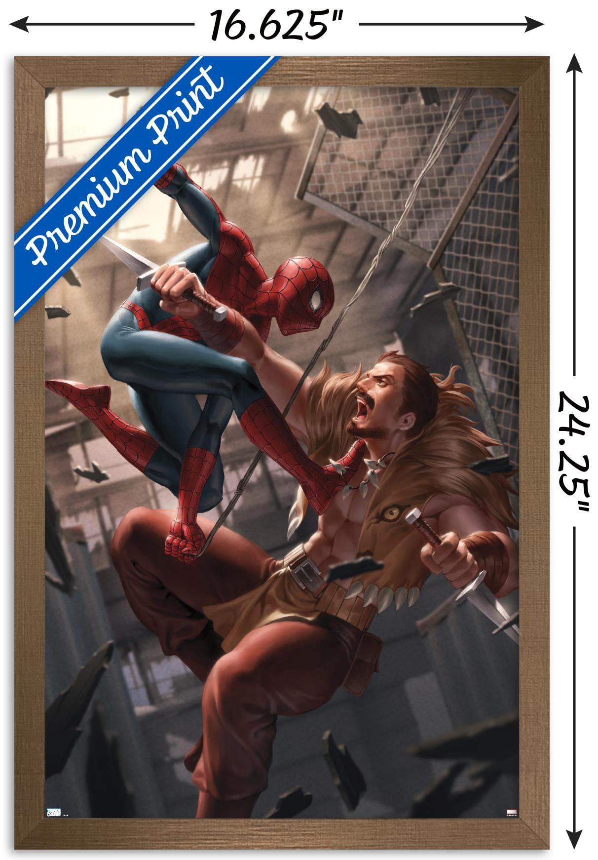 Marvel Comics - Spider-Man - Battle with Kraven Wall Poster, 14.725" x 22.375", Framed
