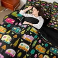 thumbnail image 3 of Erosebridal Kids Happy Camping Bedding Comforter Set 7-Piece,Colorful Adventure RV Car King Bedding Sets For Boys Girls Teens,Black Reversible, 3 of 6