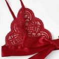 thumbnail image 3 of Women Bra Cute Underpant Plus Size for Women Cute Scalloped Trim Tie Side Bra Lingerie for Women Lace Set Lingerie Bow Satin Chemise Lingerie for Women Plus Size, 3 of 6