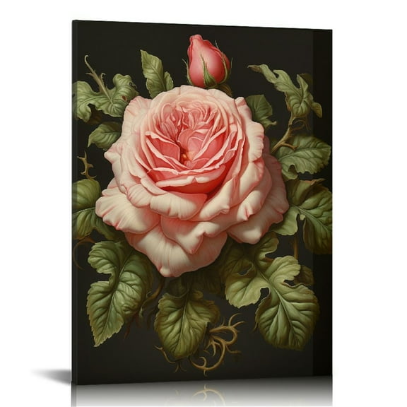 Nawypu Canvas Floral Wall Art with Black and White Magnolia Flowers Art for Modern Home Bathroom Bedroom Decoration,Wrapped Canvas Art for Mother's Day Gifts