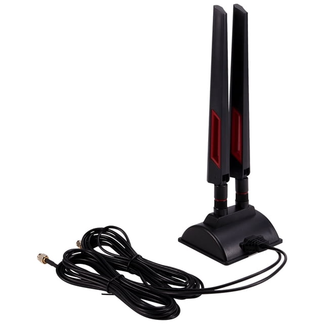 Antena WiFi de base magnética de 2,4 GHz y 5 GHz para enrutador, tarjeta de red inalámbrica, antena de doble banda con orificio interior SMA