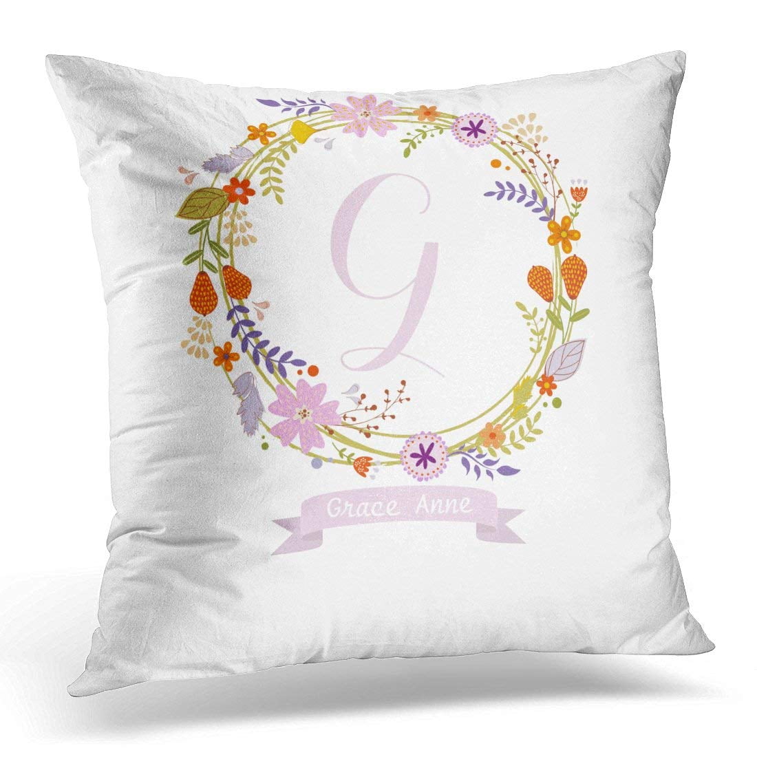 Pink monogram pillow hotsell