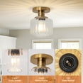 thumbnail image 6 of Parrot Uncle Modern Gold 1-Light Semi-Flush Mount Light with Clear Ribbed Glass Shade, Dimmable, 6 of 13