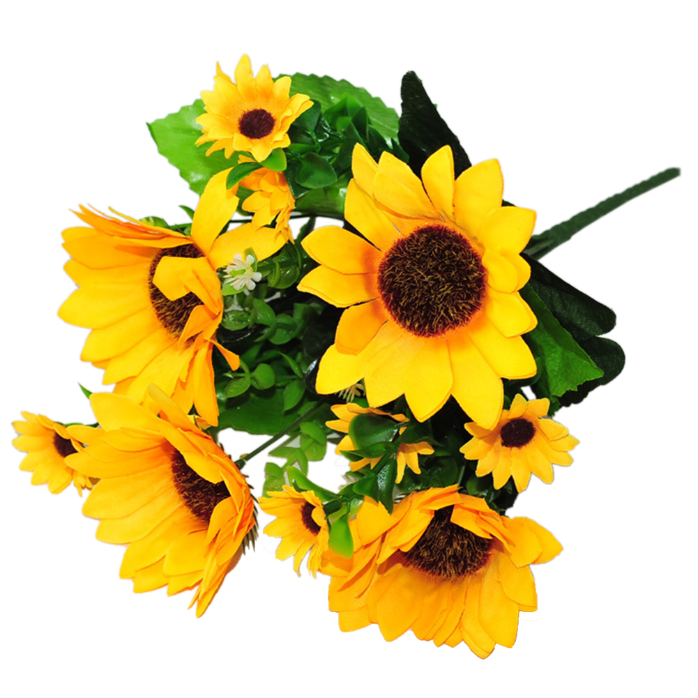 Sunflowers Artificial Flowers Floral Decor Bouquet 13 Bunches for Home Decor and Wedding